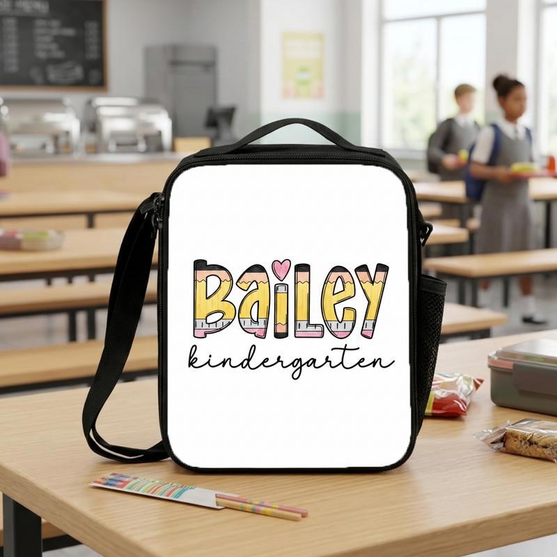 Personalized Kindergarten Lunch Bag - Name Pencil Design Lunch Box Bag Personalized Kindergarten Lunch Bag - Name Pencil Design Lunch Box Bag