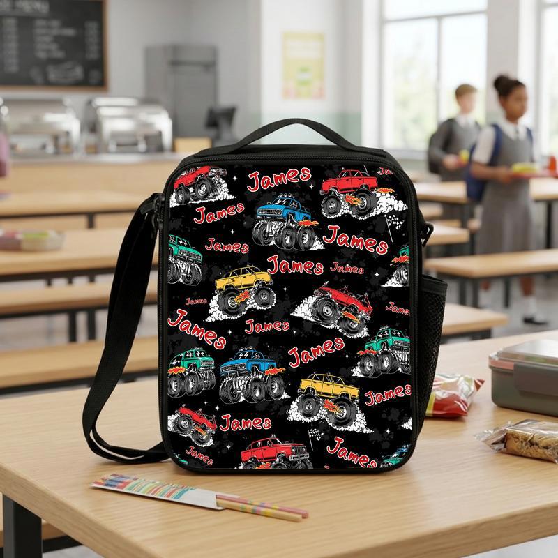 Personalized Monster Truck Lunch Bag - Kids Custom Name Gift Lunch Box Bag Personalized Monster Truck Lunch Bag - Kids Custom Name Gift Lunch Box Bag