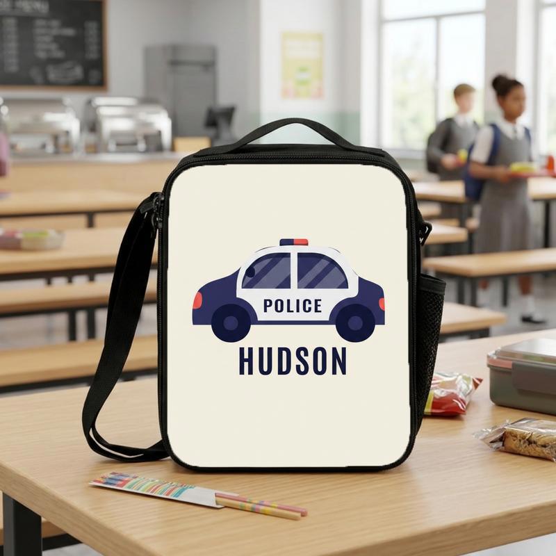 Personalized Police Car Lunch Bag - Back To School Kids Lunch Box Bag Personalized Police Car Lunch Bag - Back To School Kids Lunch Box Bag