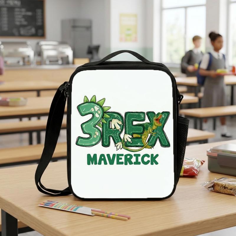 Personalized 3 Rex Dinosaur Lunch Bag - Back To School Kids Gift Lunch Box Bag Personalized 3 Rex Dinosaur Lunch Bag - Back To School Kids Gift Lunch Box Bag