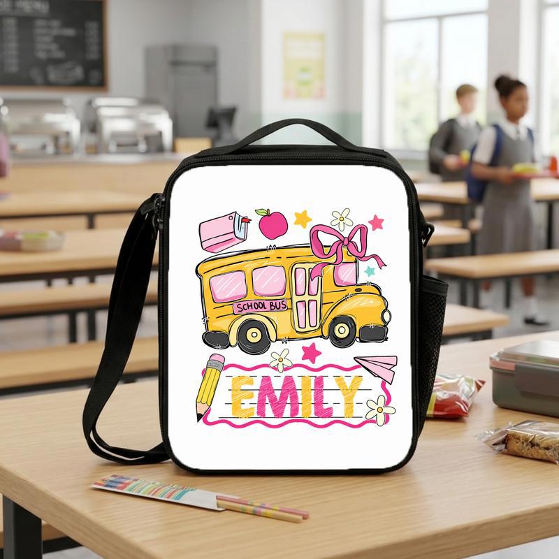 Personalized School Bus Lunch Bag - Cute Kids Back To School Style Lunch Box Bag Personalized School Bus Lunch Bag - Cute Kids Back To School Style Lunch Box Bag