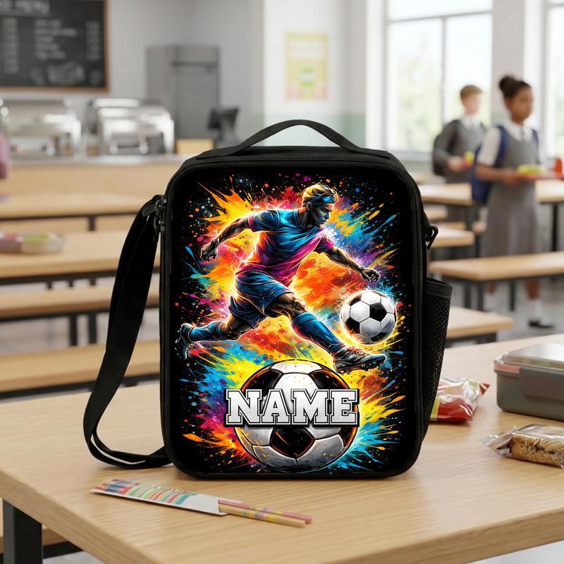 Personalized Soccer Lunch Bag With Name - Color Splash Design Lunch Box Bag Personalized Soccer Lunch Bag With Name - Color Splash Design Lunch Box Bag