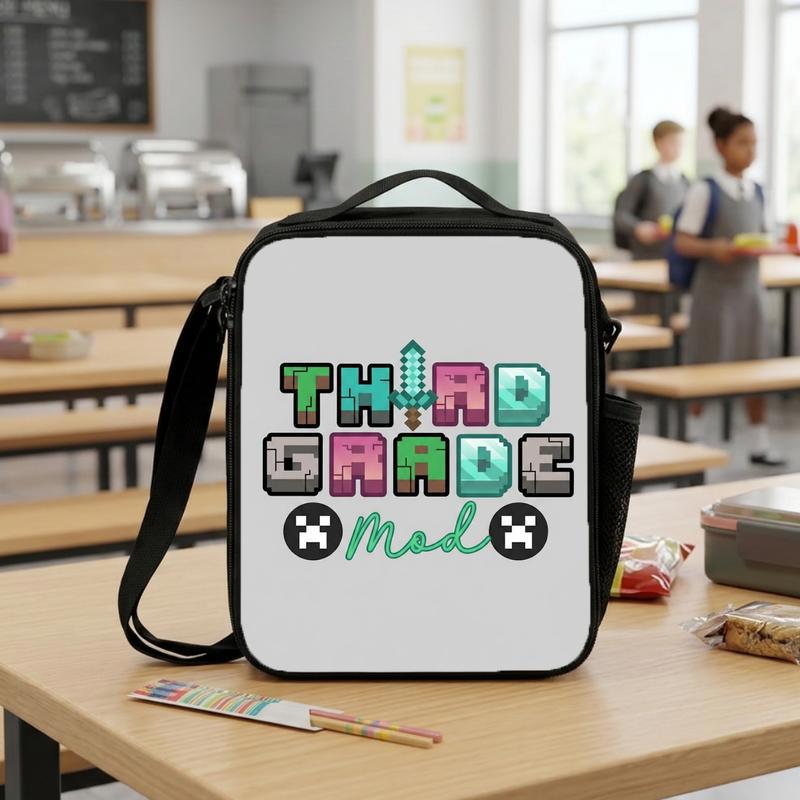 Pixel Gamer School Lunch Bag - Ready For Next Level Lunch Box Bag
