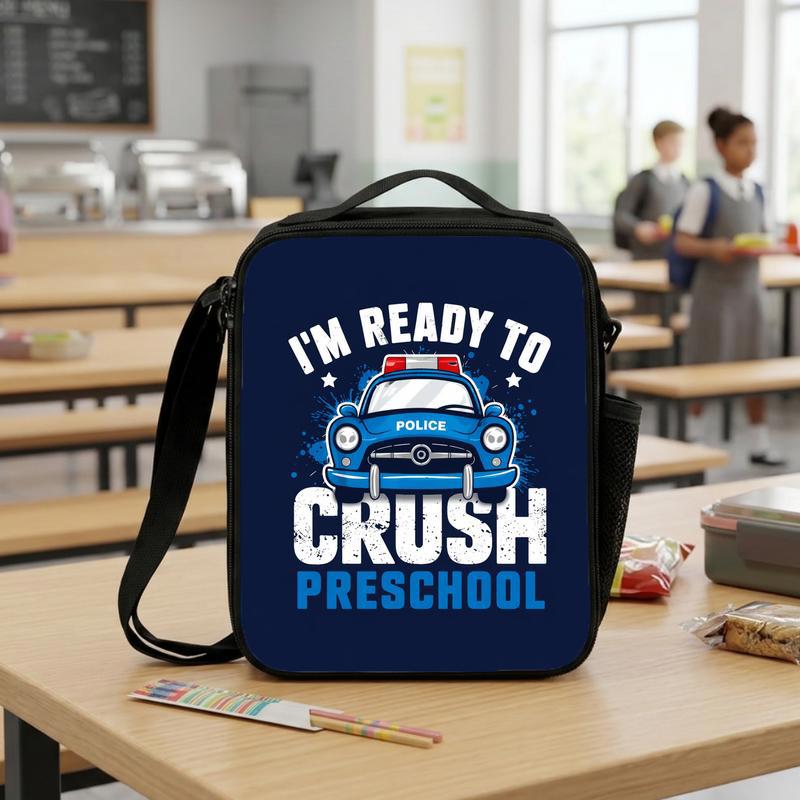 Police Car Lunch Bag Kids - Ready To Crush Preschool Back To School Lunch Box Bag