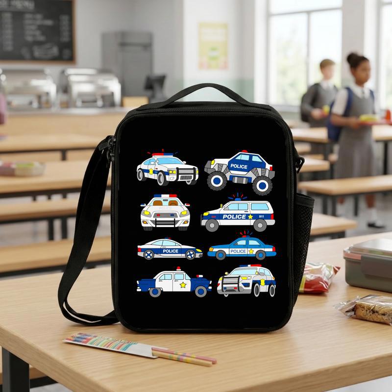 Police Car Pattern Lunch Bag - Back To School Kids Gift Lunch Box Bag Police Car Pattern Lunch Bag - Back To School Kids Gift Lunch Box Bag