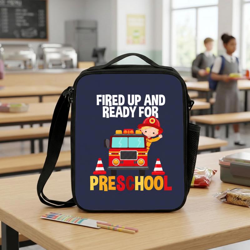 Preschool Fire Truck Lunch Bag - Fired Up Back To School Kids Lunch Box Bag