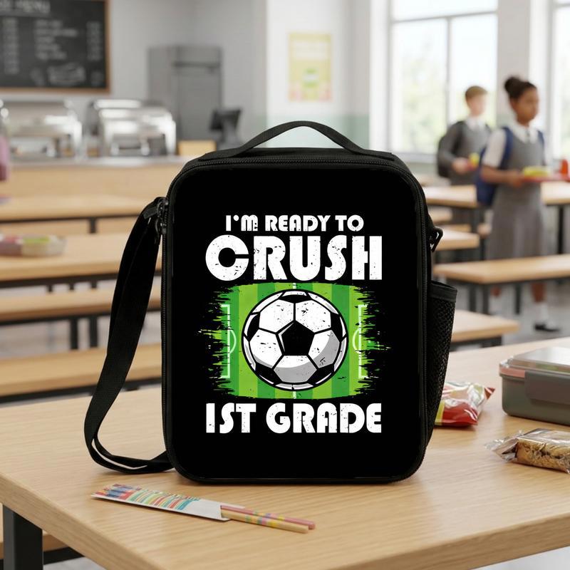 Ready To Crush First Grade Soccer Lunch Bag - Cool School Design Lunch Box Bag