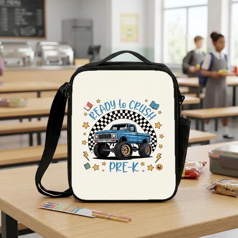 Ready To Crush Pre-K Lunch Bag - Kids Monster Truck Theme Lunch Box Bag Ready To Crush Pre-K Lunch Bag - Kids Monster Truck Theme Lunch Box Bag