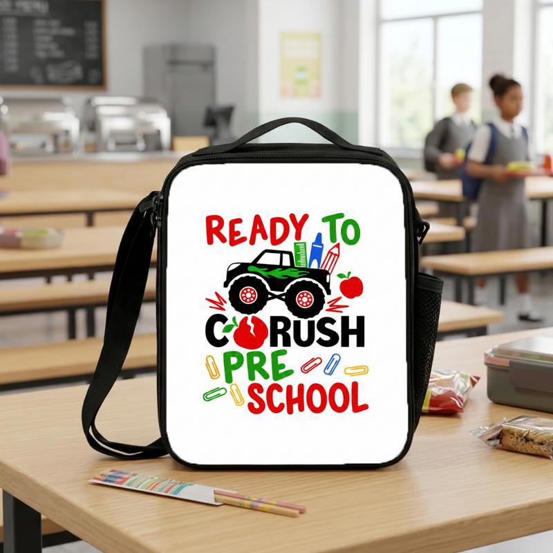 Ready To Crush Preschool Lunch Bag For Kids - Monster Truck Theme Lunch Box Bag