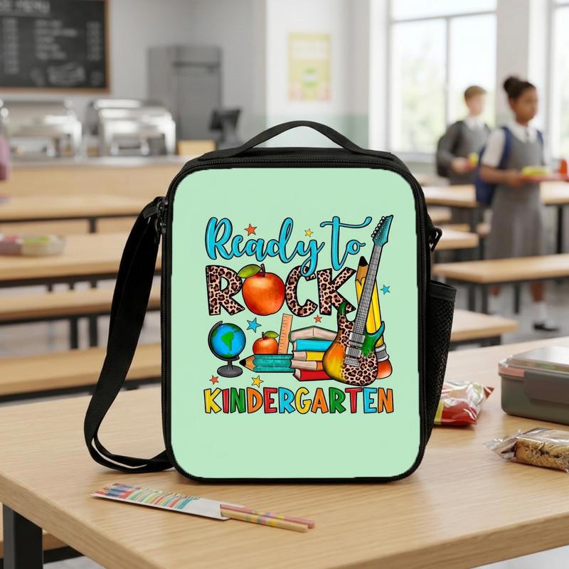Ready To Rock Kindergarten Lunch Bag - Cute School Icons Lunch Box Bag