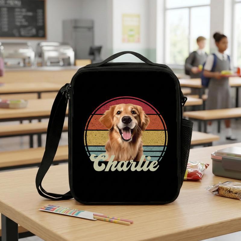 Retro Custom Dog Portrait Lunch Box Bag Retro Custom Dog Portrait Lunch Box Bag