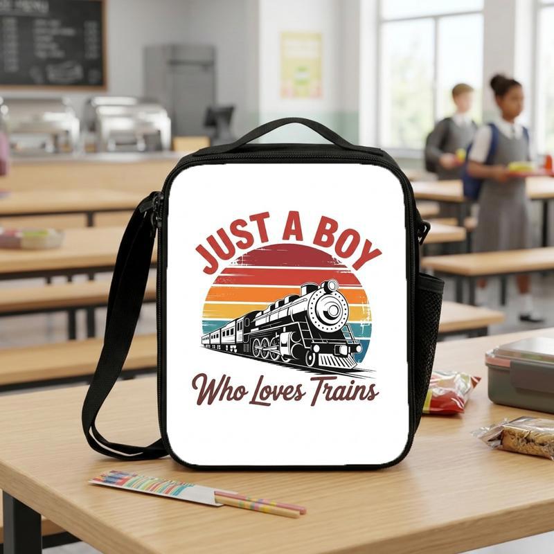 Retro Train Kids Lunch Bag - Vintage Sunset Train Design Lunch Box Bag