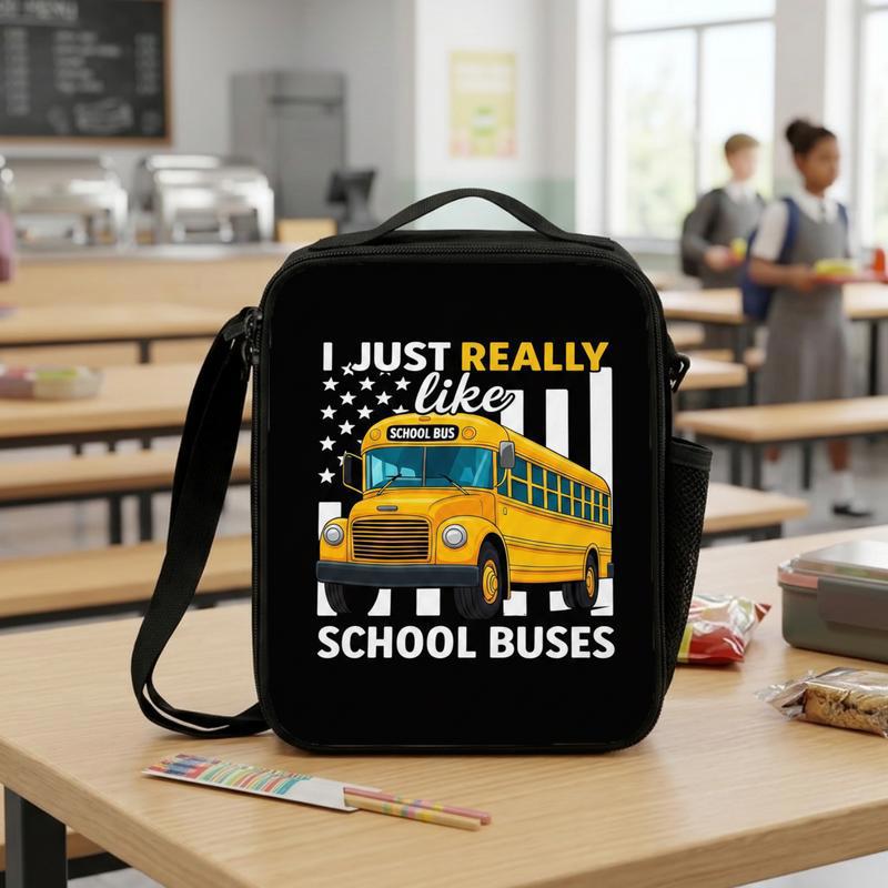 School Bus Lover Lunch Bag - Back To School Kids Gift Lunch Box Bag School Bus Lover Lunch Bag - Back To School Kids Gift Lunch Box Bag
