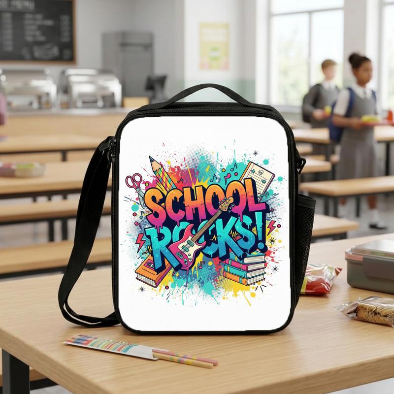 School Rock N Roll Lunch Bag For Kids - Music Lover Style Lunch Box Bag School Rock N Roll Lunch Bag For Kids - Music Lover Style Lunch Box Bag
