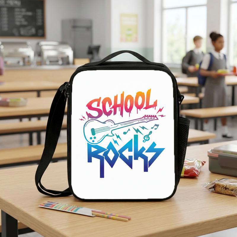 School Rocks Lunch Bag - Guitar Design For Cool Students Lunch Box Bag School Rocks Lunch Bag - Guitar Design For Cool Students Lunch Box Bag