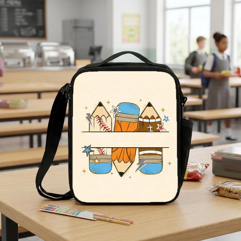 School Sports Lunch Bag - Back To School Basketball Pencil Theme Lunch Box Bag