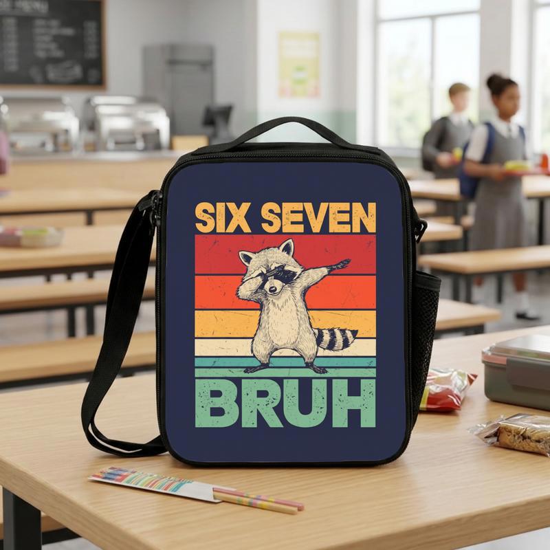 Six Seven Bruh Racoon Lunch Bag - Funny Back To School Boys Lunch Box Bag Six Seven Bruh Racoon Lunch Bag - Funny Back To School Boys Lunch Box Bag