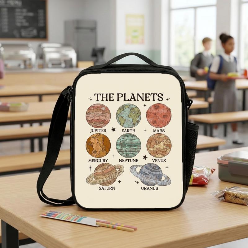 Solar System Lunch Bag Kids - Vintage Planets Design Lunch Box Bag Solar System Lunch Bag Kids - Vintage Planets Design Lunch Box Bag