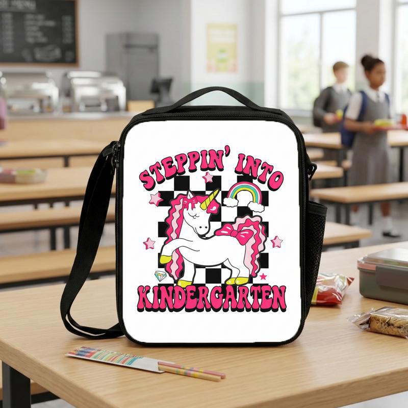 Steppin Into Kindergarten Lunch Bag - Unicorn Kids Style Lunch Box Bag