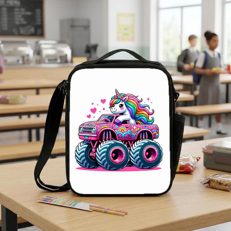 Unicorn Monster Truck Lunch Bag - Cute Girls Back To School Lunch Box Bag