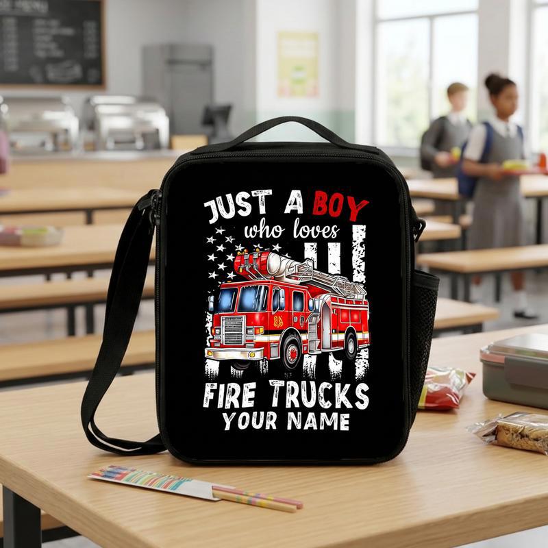 USA Flag Fire Truck Lunch Bag For Kids - Boy Who Loves Fire Trucks Lunch Box Bag USA Flag Fire Truck Lunch Bag For Kids - Boy Who Loves Fire Trucks Lunch Box Bag