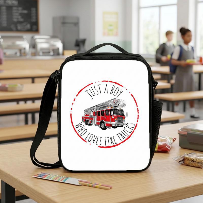 Vintage Fire Truck Lunch Bag For Kids - Just A Boy Fire Truck Lover Lunch Box Bag Vintage Fire Truck Lunch Bag For Kids - Just A Boy Fire Truck Lover Lunch Box Bag