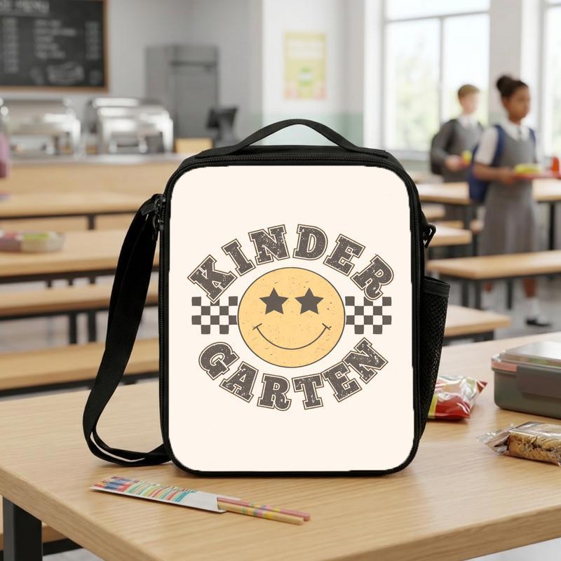 Vintage Smiley Lunch Bag - Kindergarten Kids School Style Lunch Box Bag Vintage Smiley Lunch Bag - Kindergarten Kids School Style Lunch Box Bag