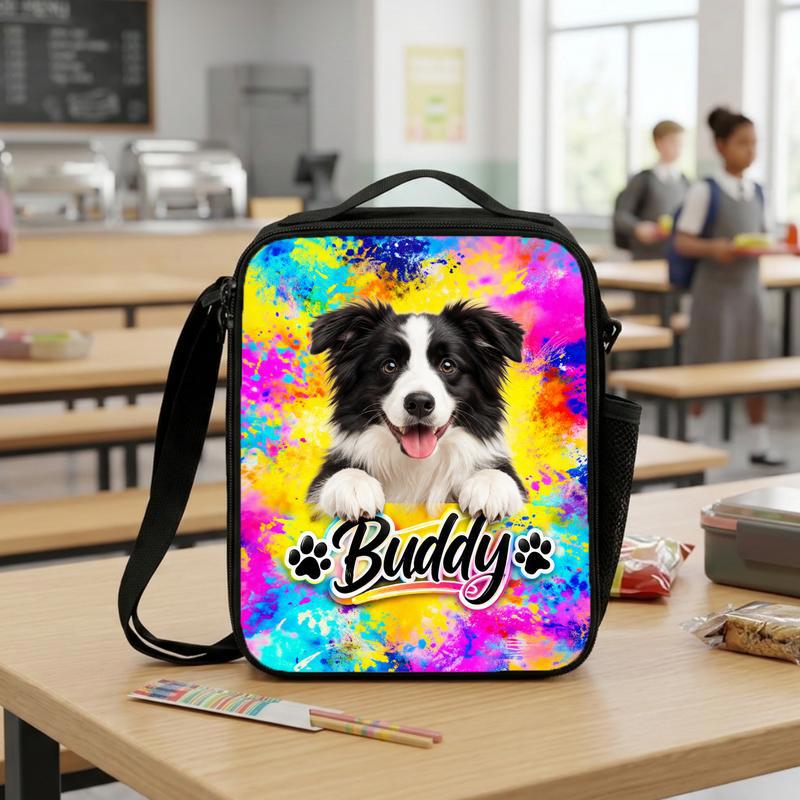 Watercolor Dog Portrait Lunch Box Bag Watercolor Dog Portrait Lunch Box Bag
