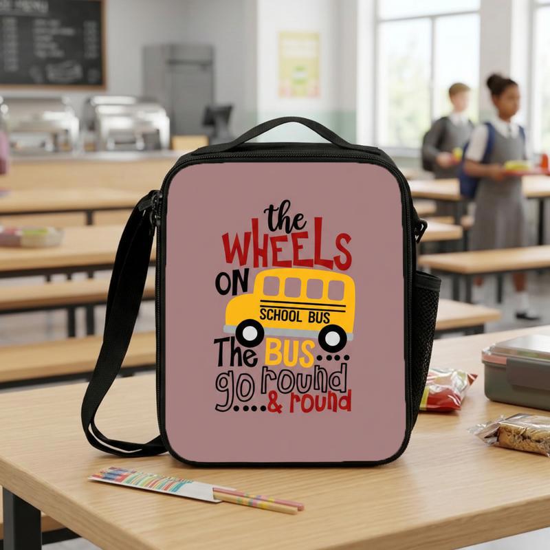 Wheels On The Bus Lunch Bag - Cute Kids School Style Lunch Box Bag Wheels On The Bus Lunch Bag - Cute Kids School Style Lunch Box Bag