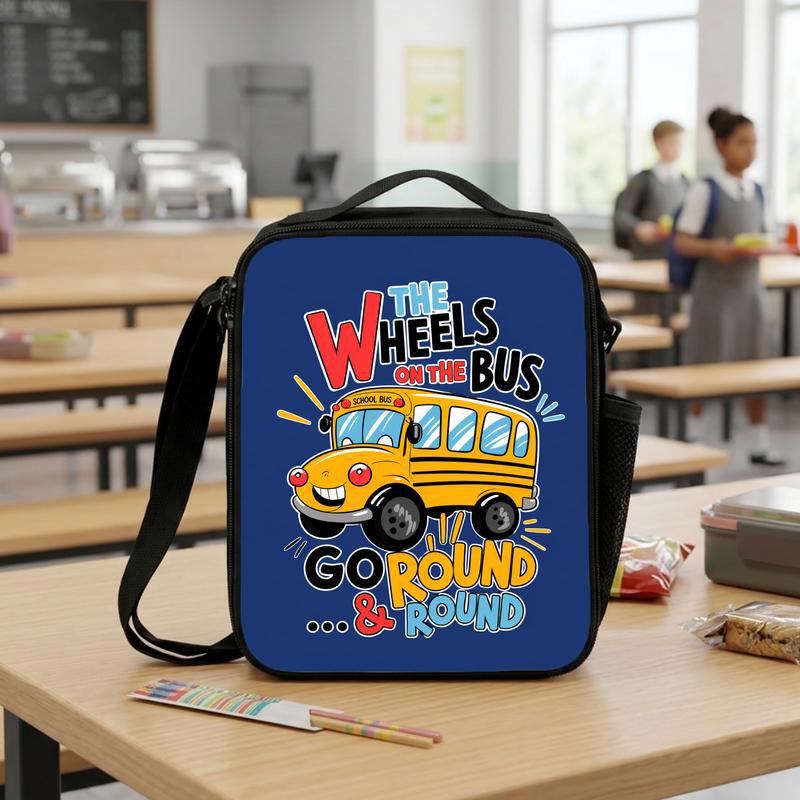 Wheels On The Bus Lunch Bag - Fun Back To School Kids Lunch Box Bag Wheels On The Bus Lunch Bag - Fun Back To School Kids Lunch Box Bag