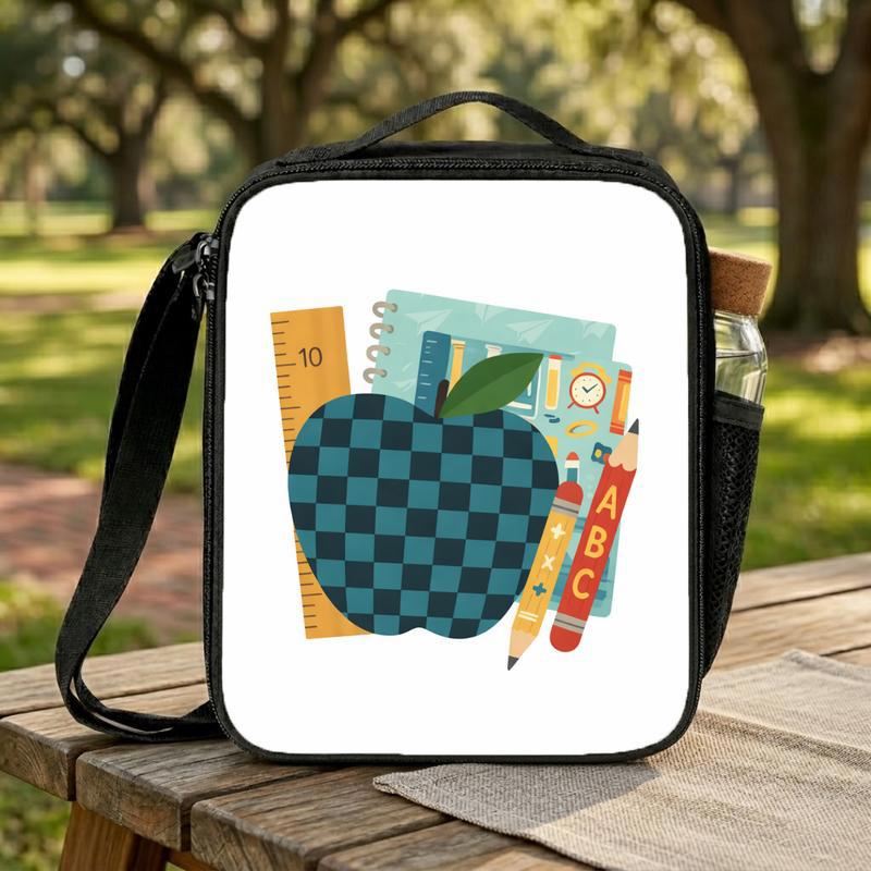 Apple Theme School Lunch Bag - Elementary School Learning Essentials Lunch Box Bag Apple Theme School Lunch Bag - Elementary School Learning Essentials Lunch Box Bag