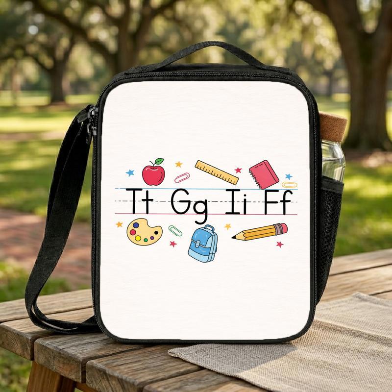 Back To School Lunch Bag - Cute ABC Practice Letters Design Lunch Box Bag