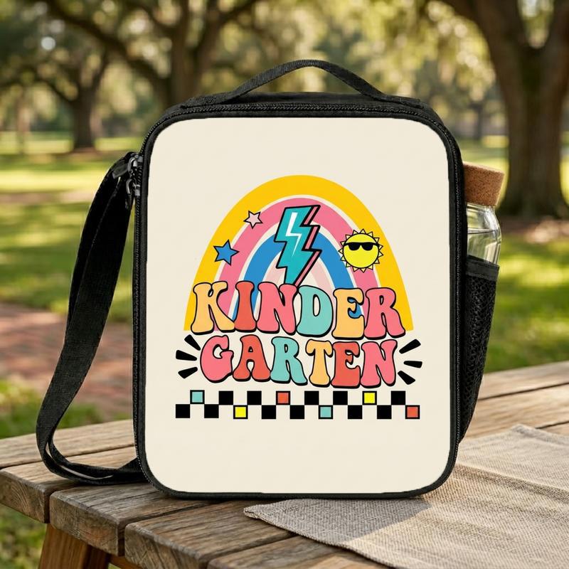 Back To School Lunch Bag - Fun Kindergarten Rainbow Cool Style Lunch Box Bag