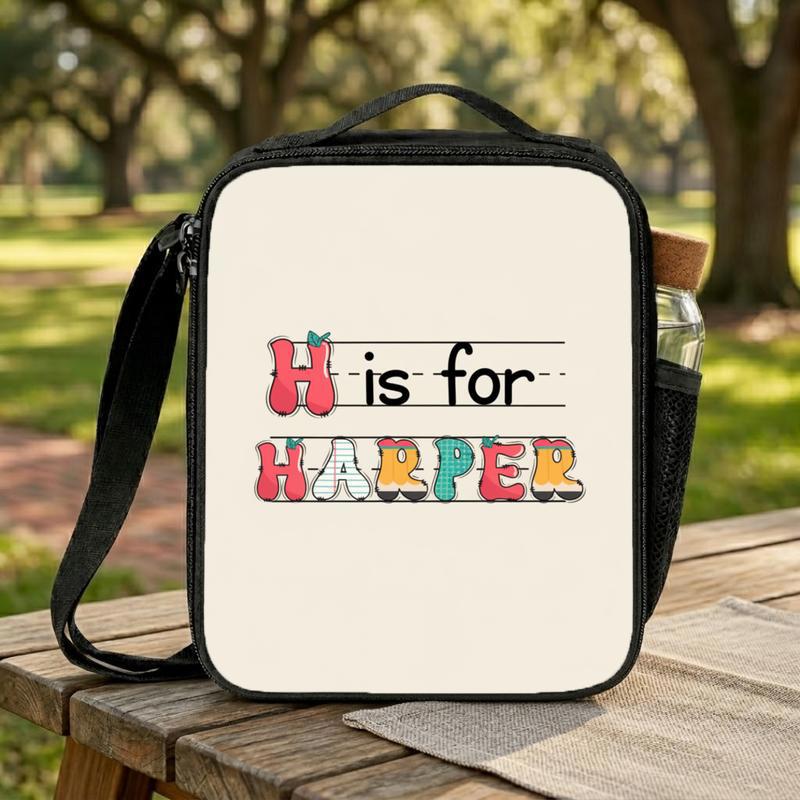 Back To School Lunch Bag - Personalized Kids Name Alphabet Design Lunch Box Bag Back To School Lunch Bag - Personalized Kids Name Alphabet Design Lunch Box Bag