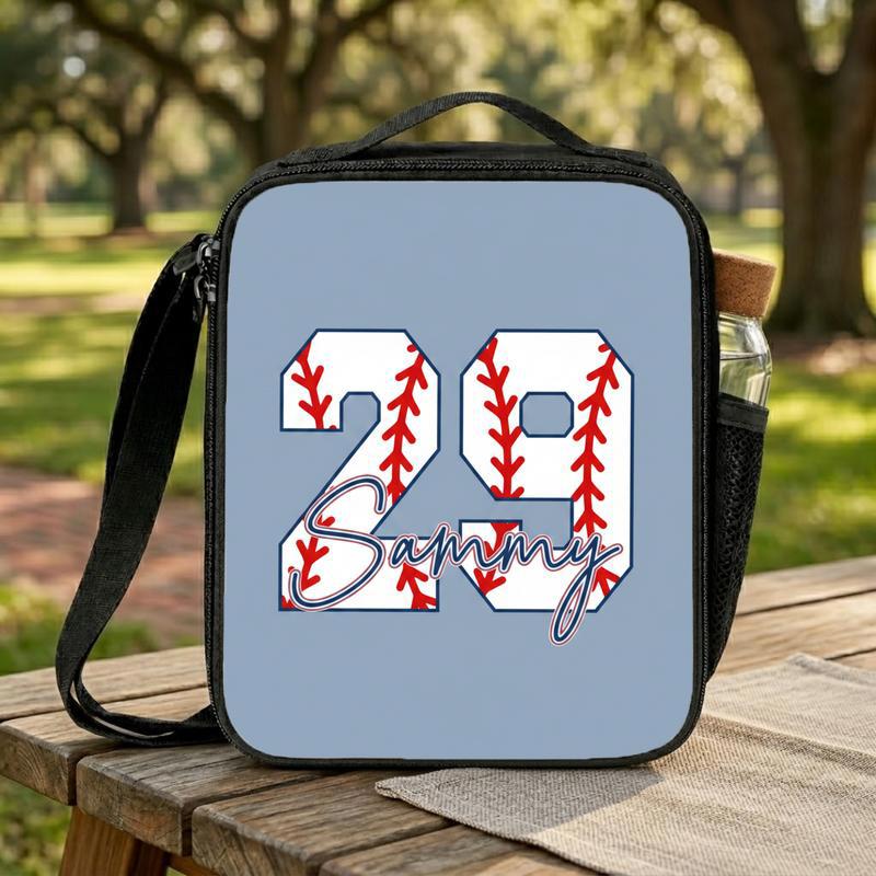 Baseball Back To School Lunch Bag - Custom Name And Number Lunch Box Bag Baseball Back To School Lunch Bag - Custom Name And Number Lunch Box Bag