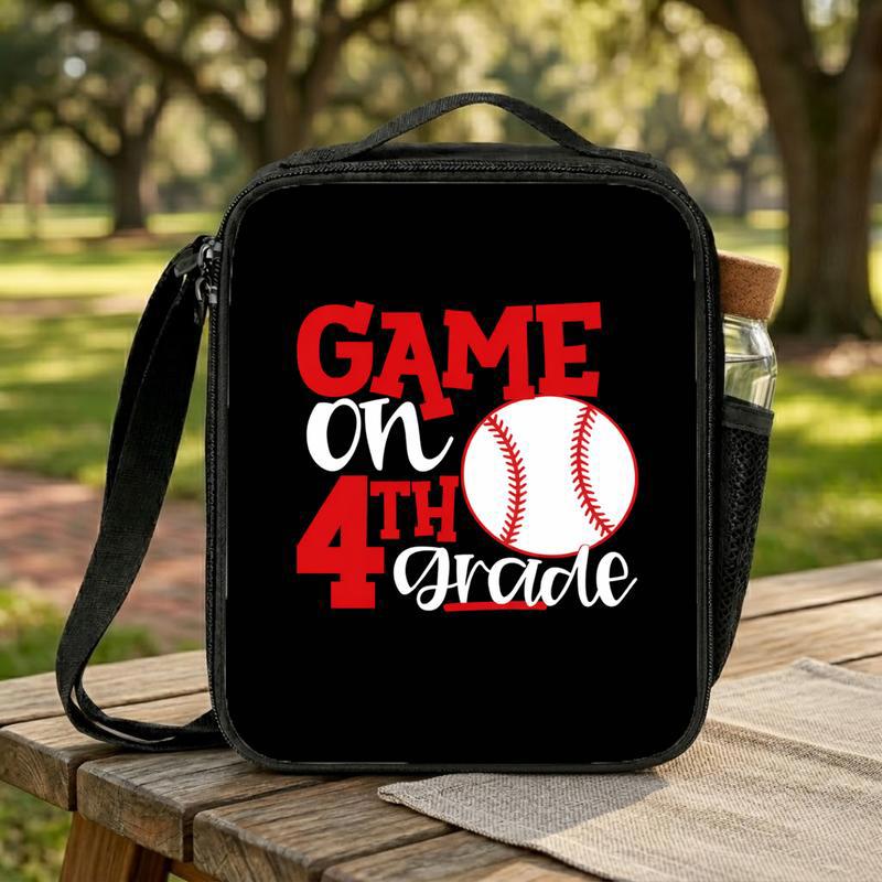 Baseball Lunch Bag Game On 4th Grade - Back To School Kids Lunch Box Bag Baseball Lunch Bag Game On 4th Grade - Back To School Kids Lunch Box Bag