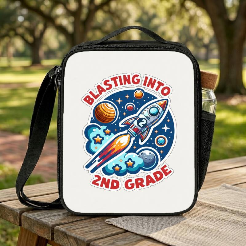 Blasting Into 2nd Grade Rocket Lunch Bag - Kids Back To School Fun Lunch Box Bag