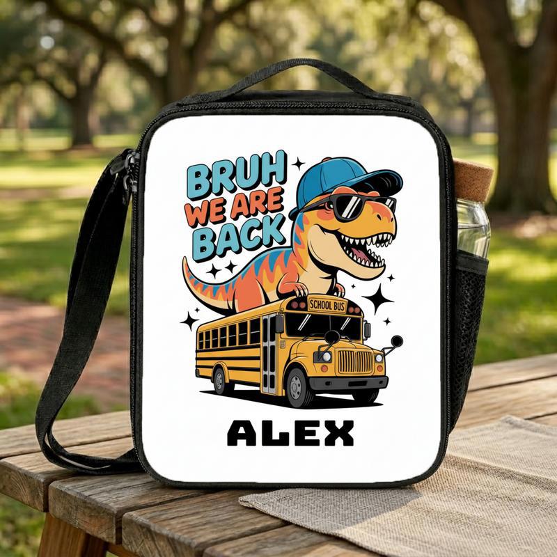 Bruh We Are Back Dinosaur Lunch Bag - Custom Name Kids Lunch Box Bag Bruh We Are Back Dinosaur Lunch Bag - Custom Name Kids Lunch Box Bag