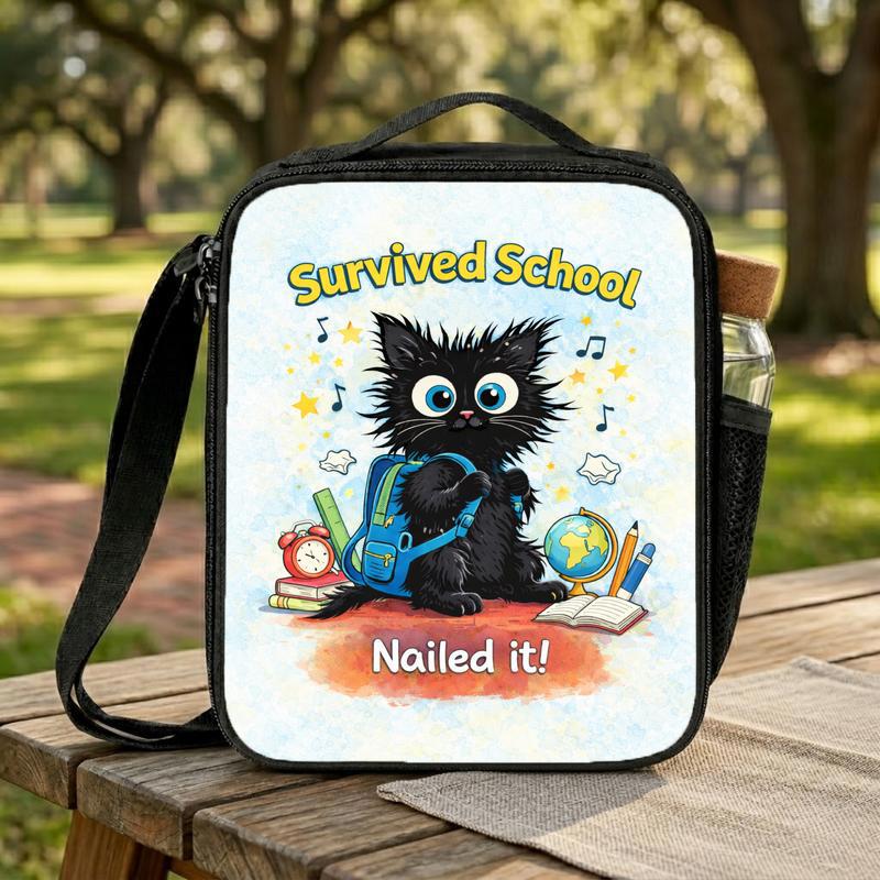 Cat Survived School Lunch Box Bag