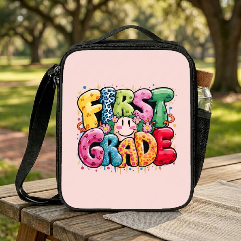 Color Pop First Grade Lunch Bag - Elementary School Smile Art Lunch Box Bag