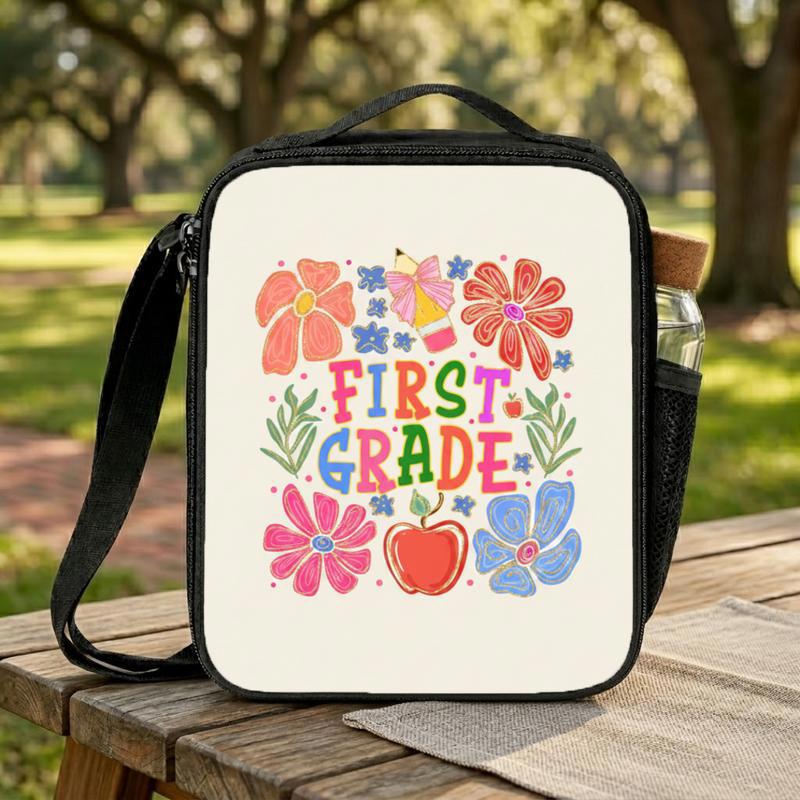 Colorful First Grade Lunch Bag - Elementary School Boho Vibes Lunch Box Bag