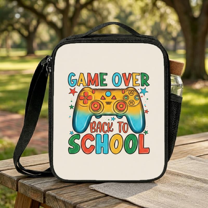 Colorful Game Over Lunch Bag - Back To School Gamer Kids Lunch Box Bag