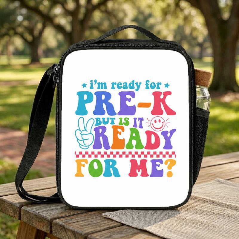 Colorful Kids Lunch Bag - Ready For Pre-K Funny Design Lunch Box Bag Colorful Kids Lunch Bag - Ready For Pre-K Funny Design Lunch Box Bag