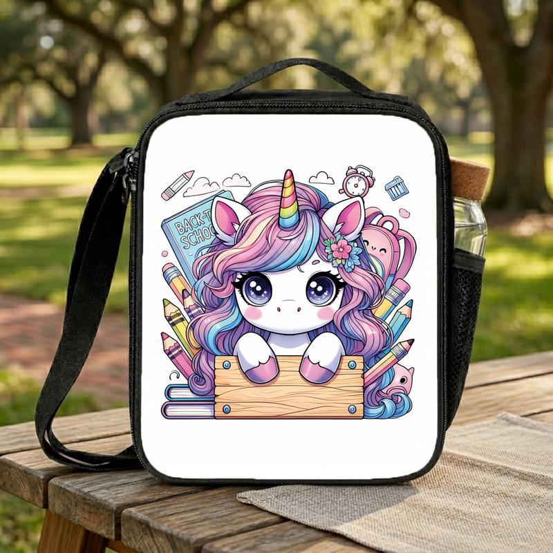 Colorful Unicorn Lunch Bag - Cute School Supplies Theme Lunch Box Bag Colorful Unicorn Lunch Bag - Cute School Supplies Theme Lunch Box Bag