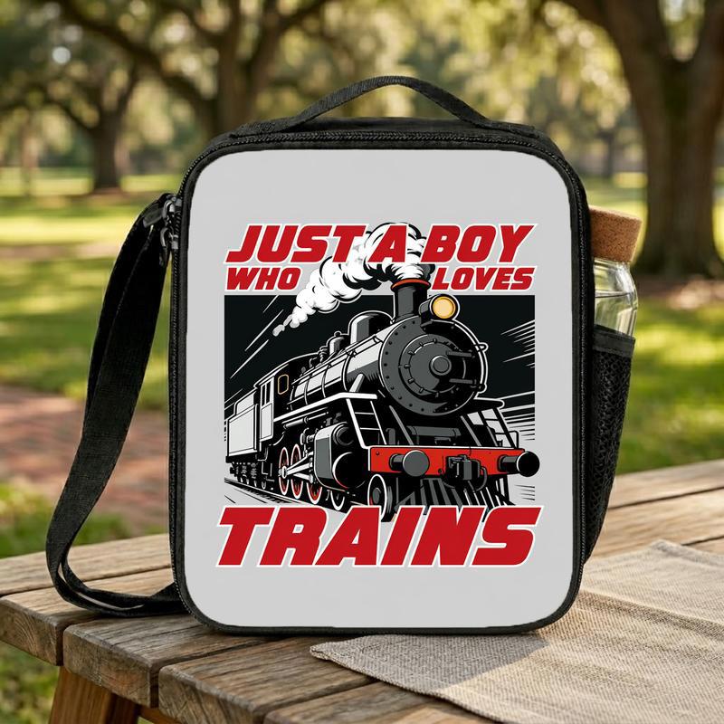 Cool Train Lunch Bag For Kids - Just A Boy Who Loves Trains Lunch Box Bag Cool Train Lunch Bag For Kids - Just A Boy Who Loves Trains Lunch Box Bag