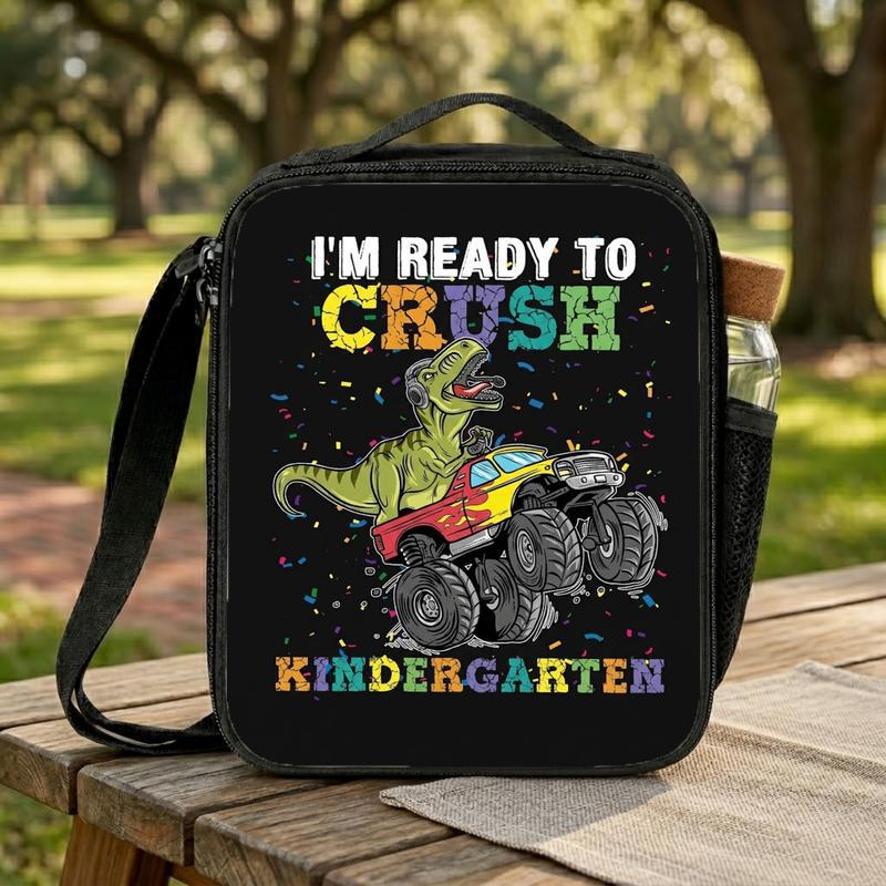 Crush Kindergarten Dino Monster Truck Lunch Bag - Back To School Fun Lunch Box Bag Crush Kindergarten Dino Monster Truck Lunch Bag - Back To School Fun Lunch Box Bag