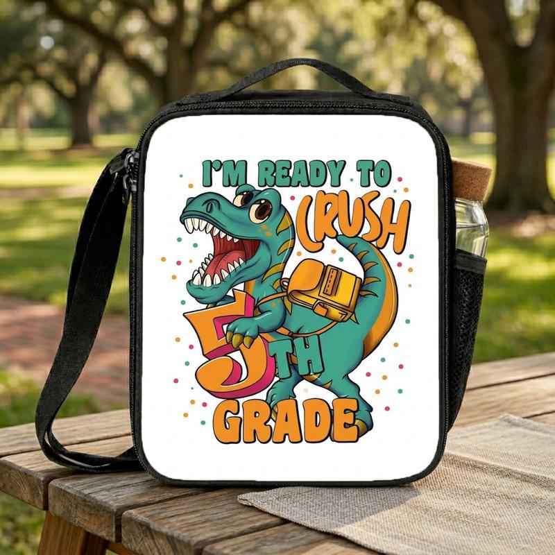 Crush 5th Grade Dino Custom Lunch Bag - Back To School Kids Lunch Box Bag Crush 5th Grade Dino Custom Lunch Bag - Back To School Kids Lunch Box Bag