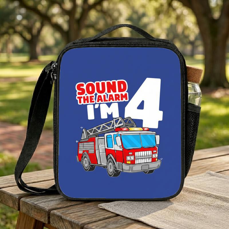 Custom Age Fire Truck Lunch Bag - Funny Back To School Kids Lunch Box Bag Custom Age Fire Truck Lunch Bag - Funny Back To School Kids Lunch Box Bag