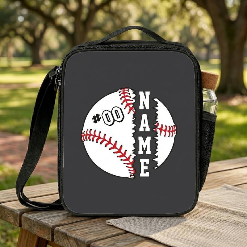 Custom Baseball Lunch Bag - Name And Number Back To School Lunch Box Bag Custom Baseball Lunch Bag - Name And Number Back To School Lunch Box Bag