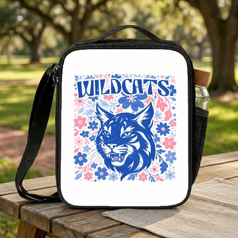 Custom Floral Mascot Lunch Bag - Middle School Spirit Style Lunch Box Bag